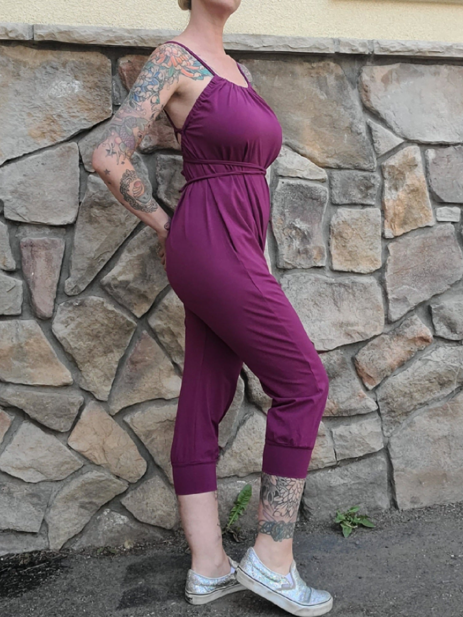 Yoga Onesie Capri- Purple