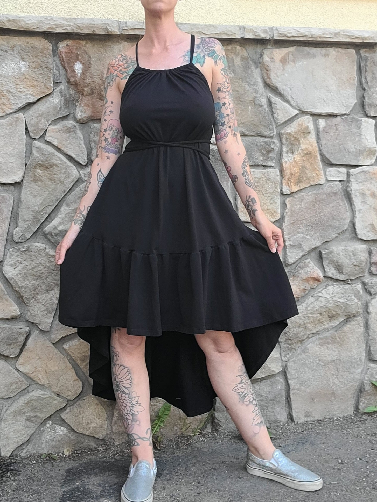 Ruffle Hem Dress - Black