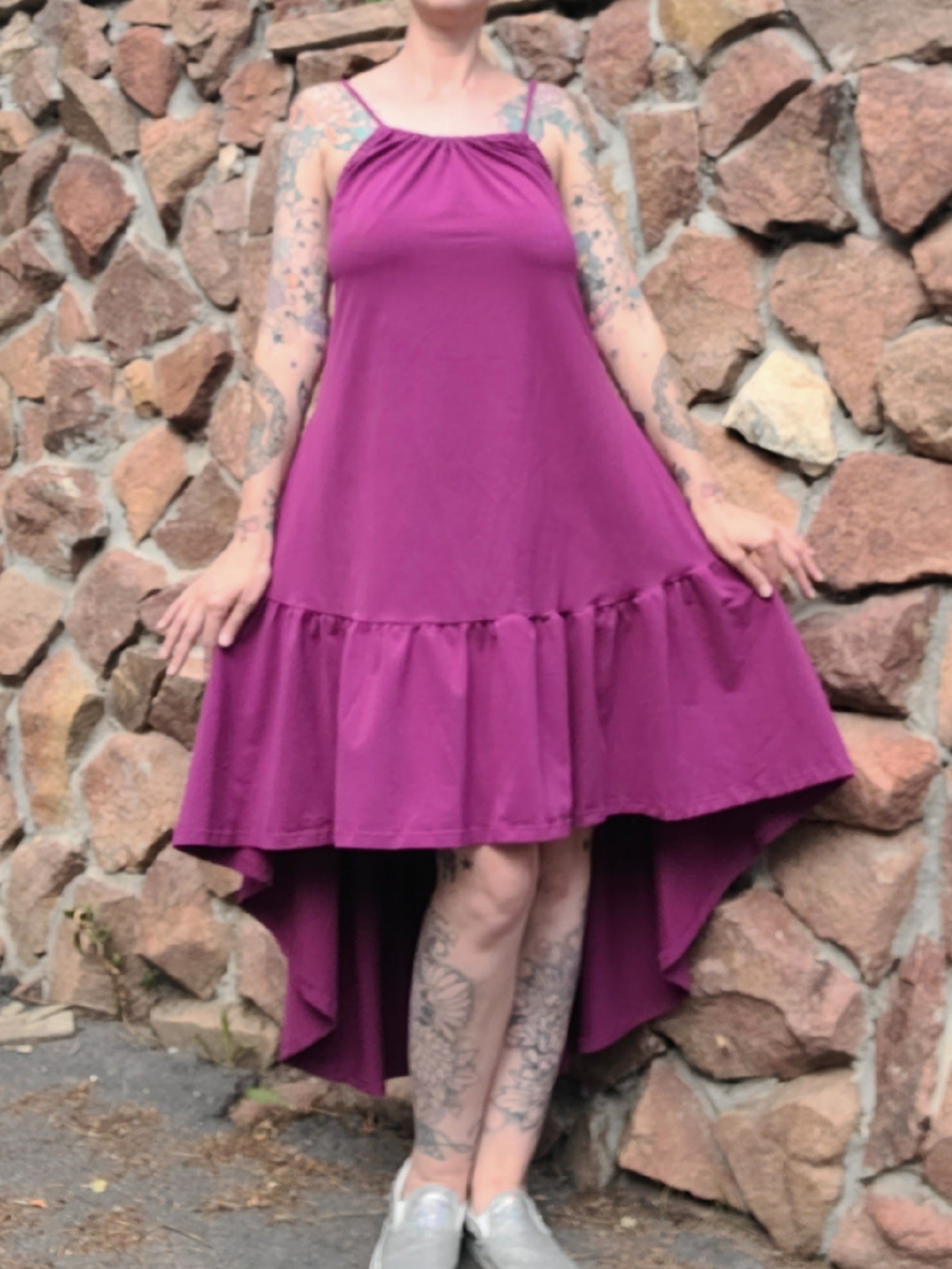 Purple Handkerchief Hem Dresses