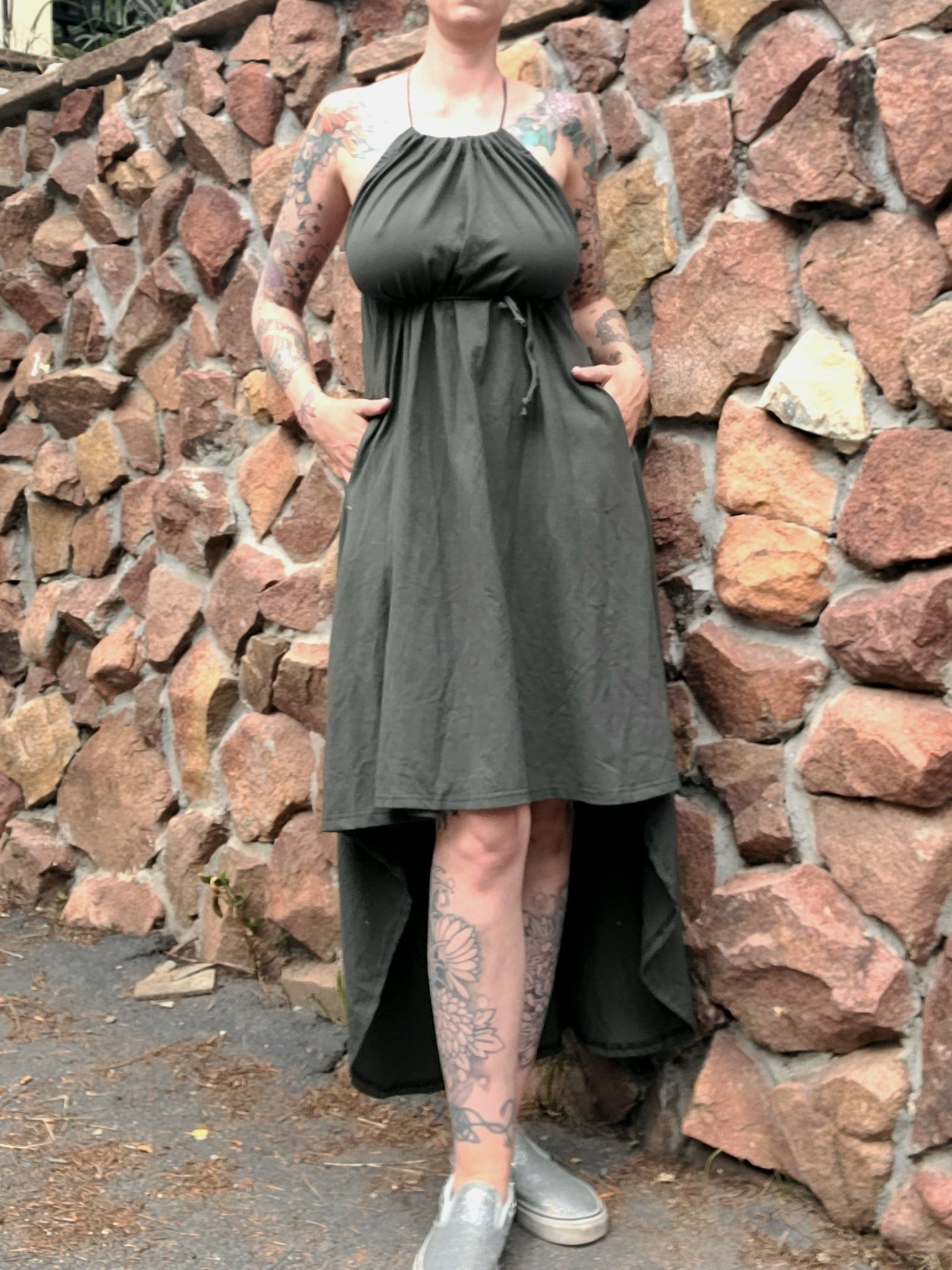 High Low Dress - Dark Green