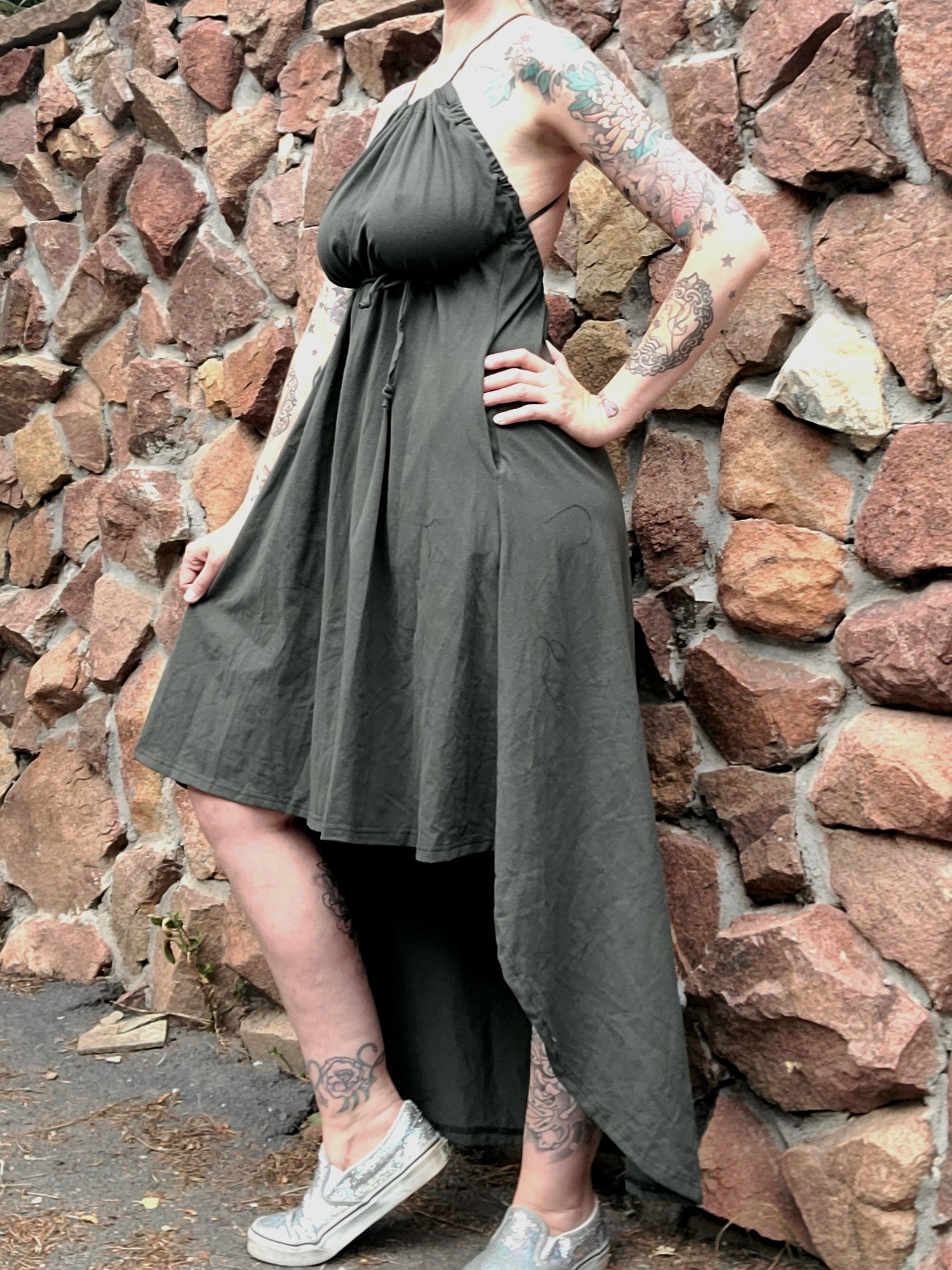 High Low Dress - Dark Green