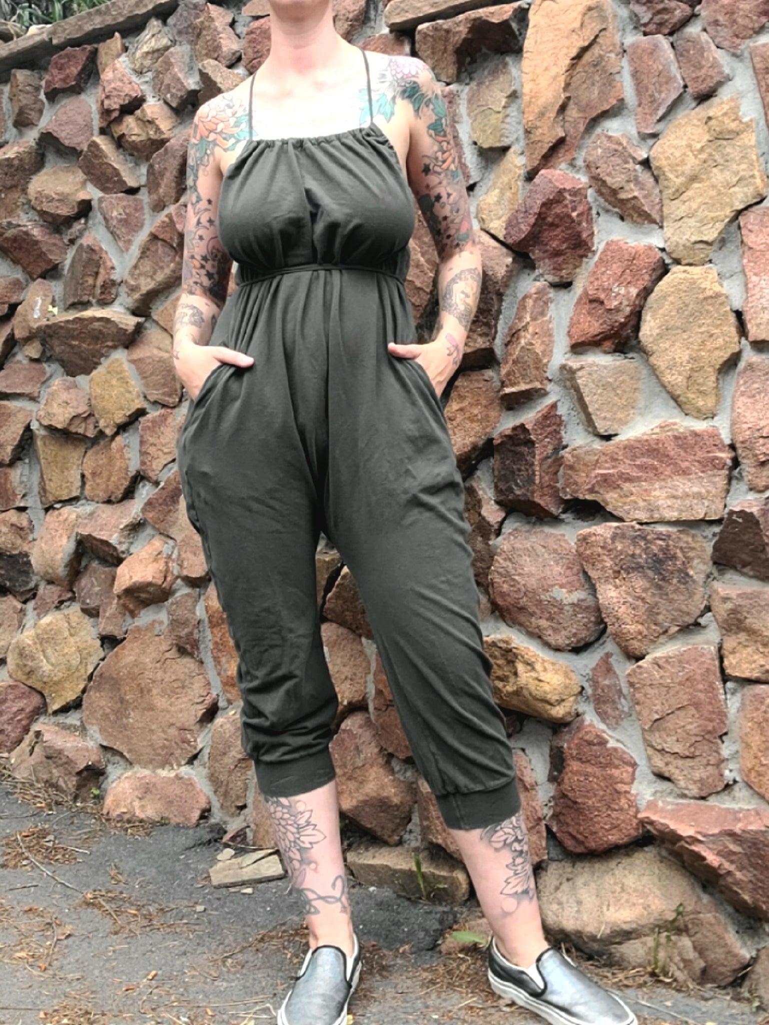 Yoga Onesie Capri- Dark Green