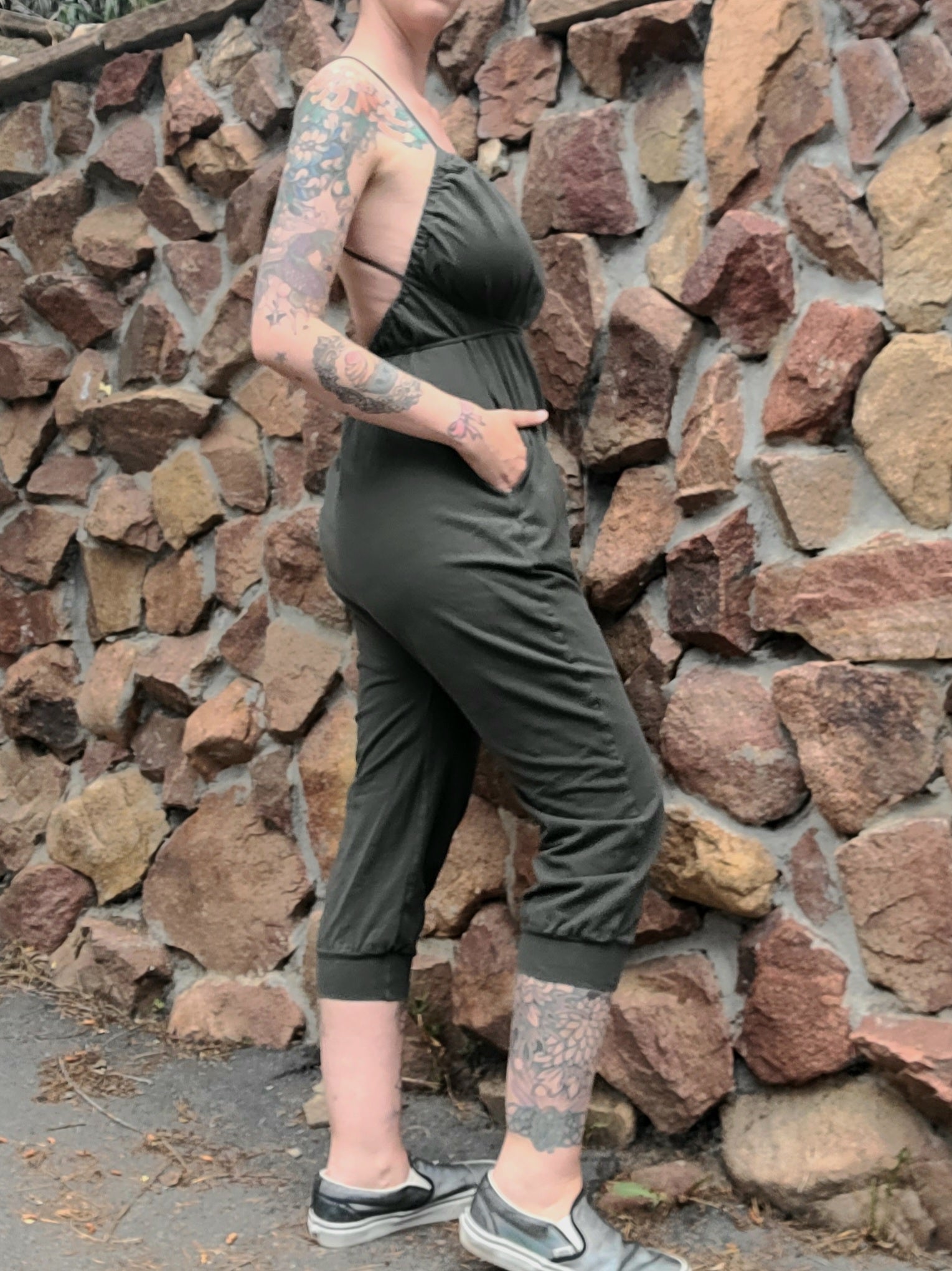 Yoga Onesie Capri- Dark Green