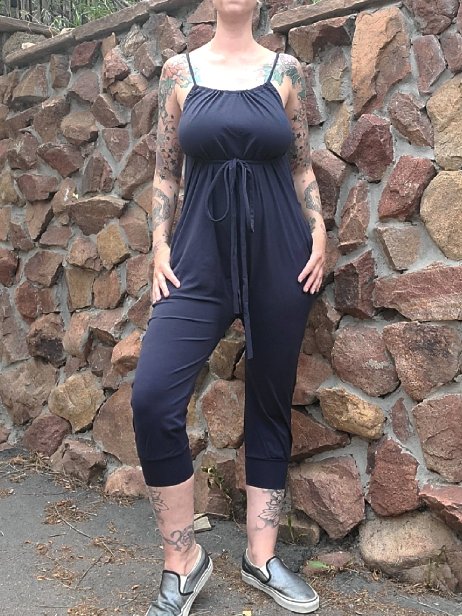 Yoga Onesie Capri- Navy