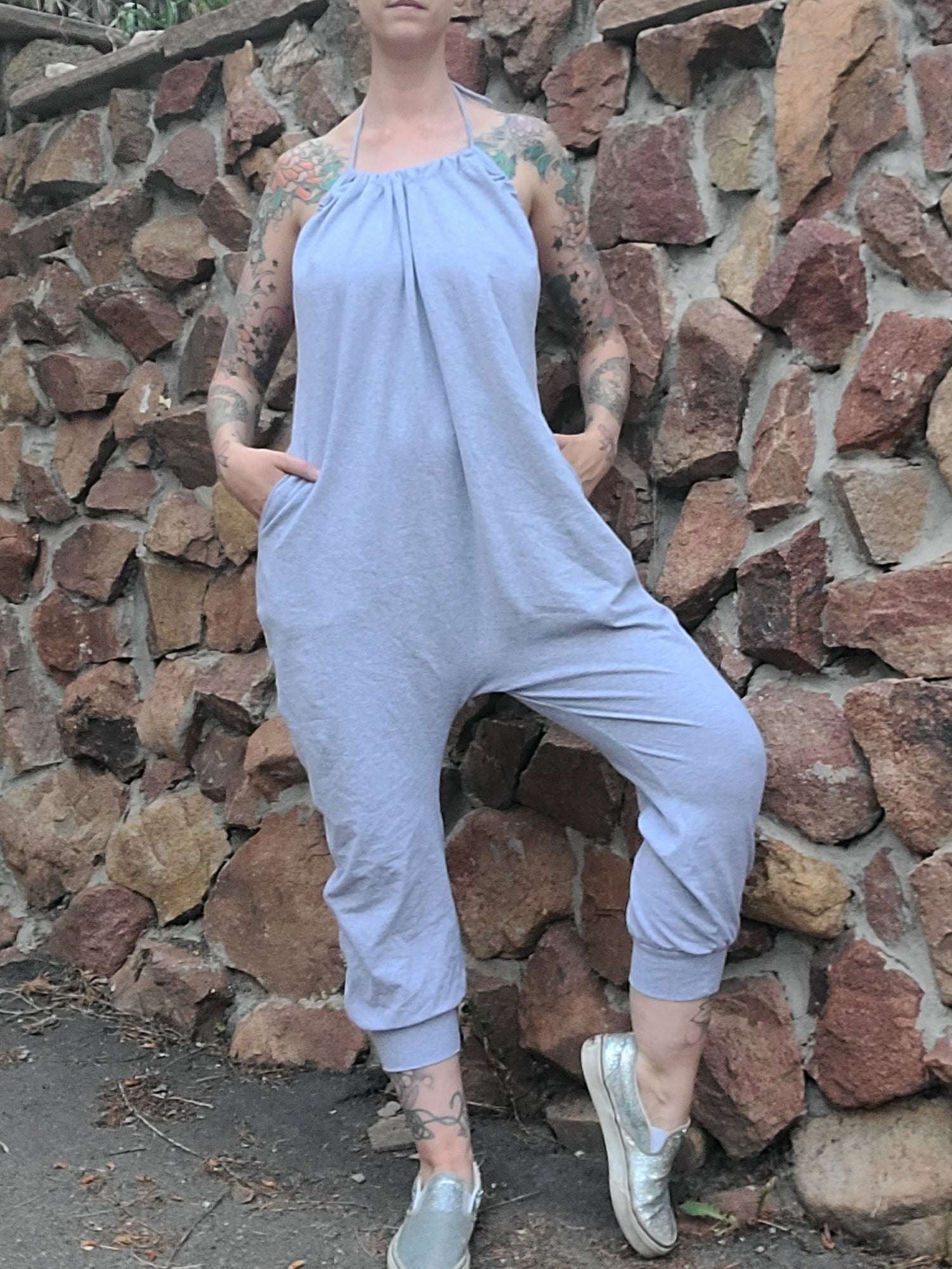 Yoga Onesie Capri - Light Gray