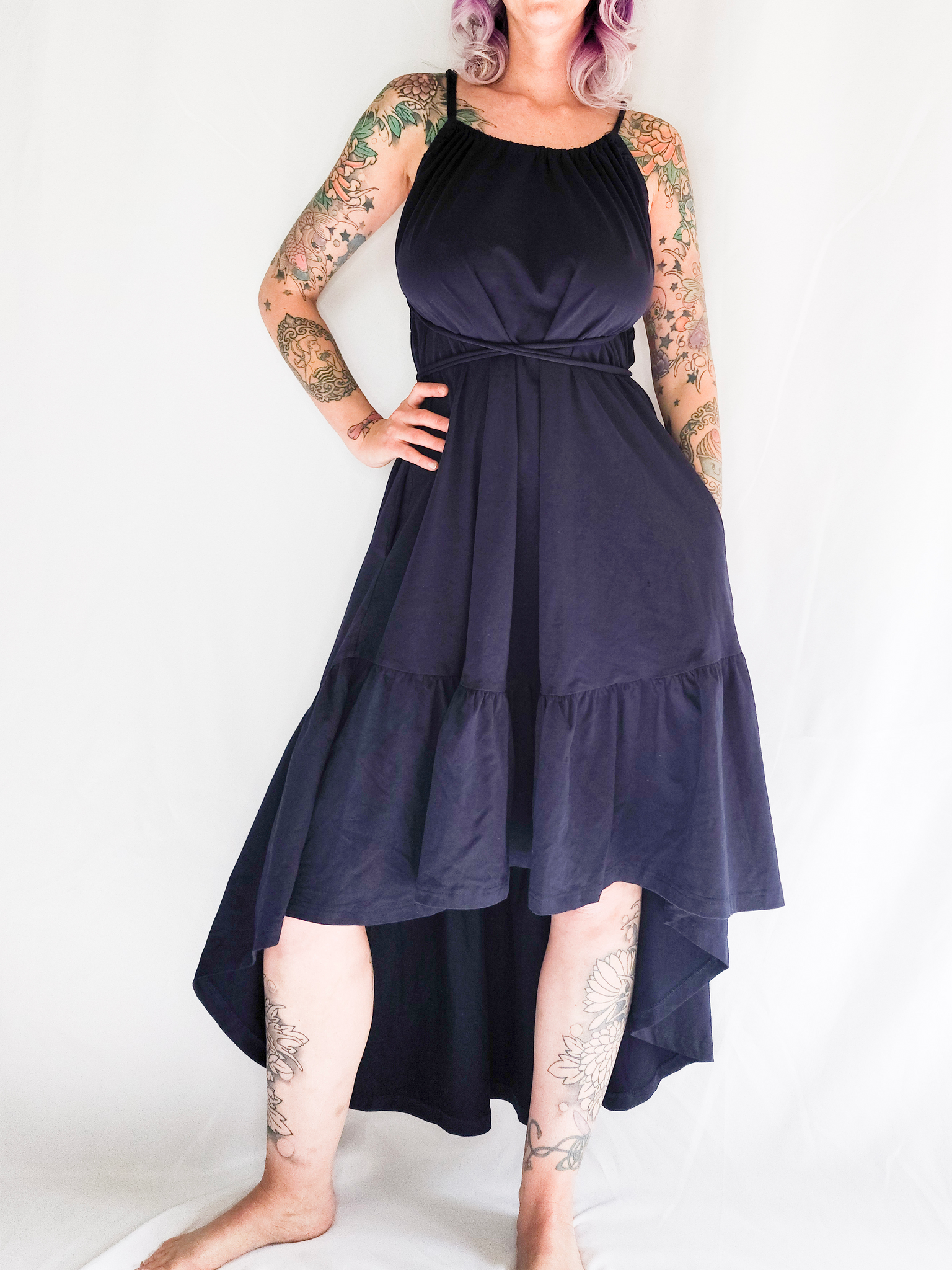 Ruffle Hem Dress - Navy