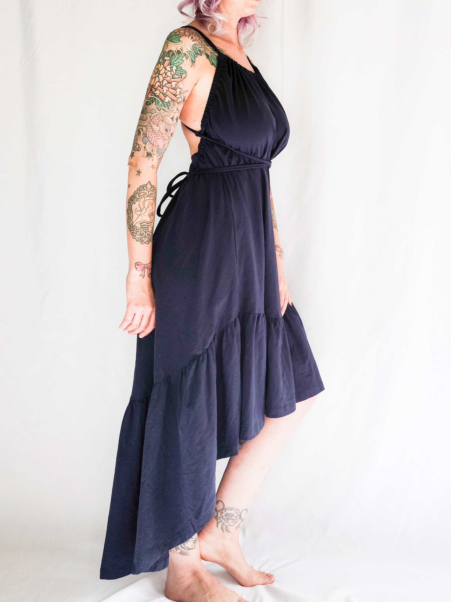 Ruffle Hem Dress - Navy